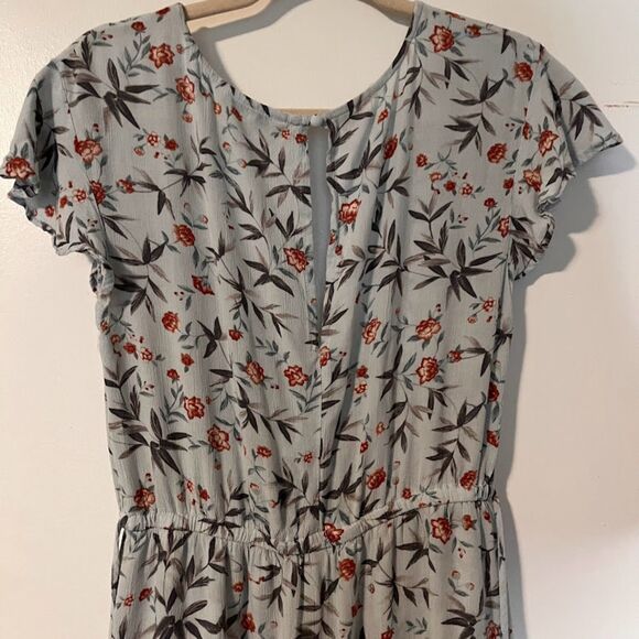 American Eagle Romper Maxi Skirt Overlay M Lght Blue Floral Bohochic Cottagecore - Picture 4 of 10